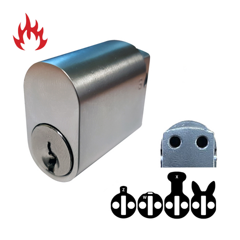 LOCK CYLINDER (570) OVAL (KA1) M4 Thread *Satin Chrome*