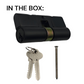 LOCK CYLINDER - (9555-1) DBL EURO FIXED 6-Pin * Matte Black *(KD)