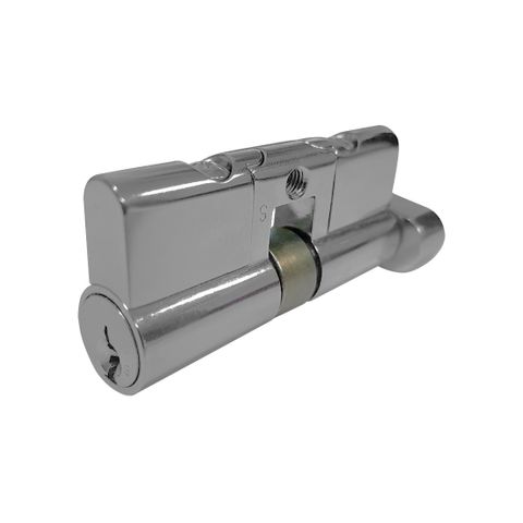 LOCK CYLINDER - (9555-2) SINGLE EURO FIXED 6-Pin *Satin Chrome* (KD)