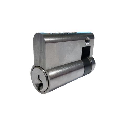 LOCK CYLINDER - (9555-5) HALF EURO FIXED- 6-Pin *Satin Chrome* (KD)