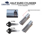 LOCK CYLINDER - (9555-5) HALF EURO FIXED- 6-Pin *Satin Chrome* (KD)