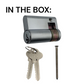 LOCK CYLINDER - (9555-5) HALF EURO FIXED- 6-Pin *Satin Chrome* (KD)