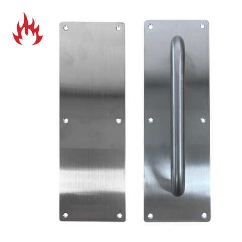 S/Steel (PLAIN) PULL & PUSH PLATE SET (300mm x 100mm )