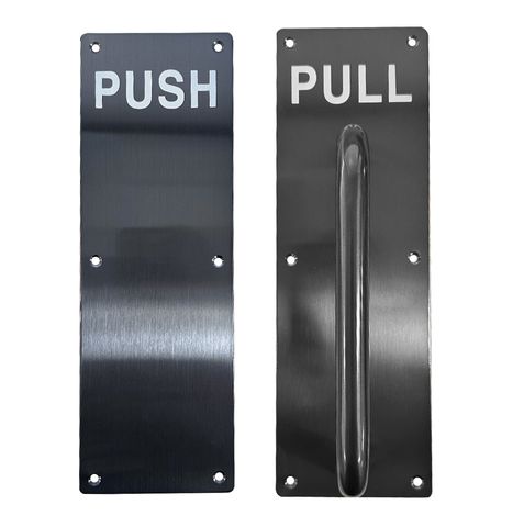 S/Steel PULL & PUSH PLATE SET (300mm x 100mm ) *Black*