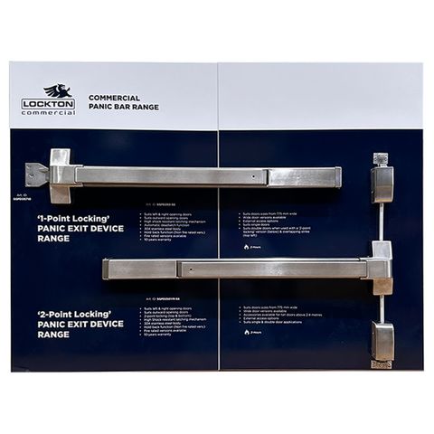 'Commercial' DISPLAY BOARD - PANIC BARS  - Graphic Product Info & Related Display Stock