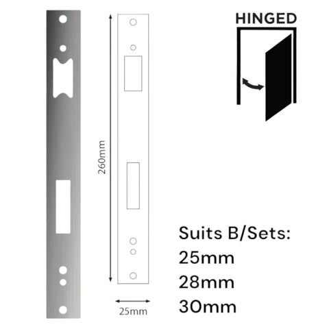 'E-Series' Optional FACE PLATE (260 x 25mm) - Suits *SHORT* Backset (25,28,30mm)