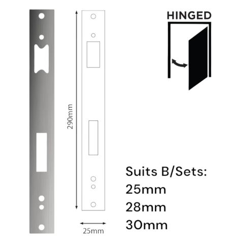 'E-Series' Optional FACE PLATE (290 x 25mm) - Suits *SHORT* Backset (25,28,30mm)