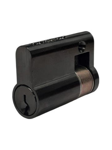 LOCK CYLINDER - (9555-5) HALF EURO FIXED- 6-Pin * Matte Black * (KA)