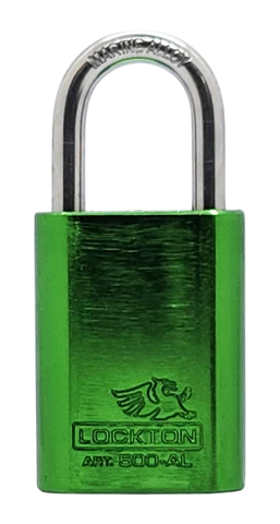 500 Series'  40mm (KD) PADLOCK 'AL13' *GREEN* - S/STEEL SHKL.
