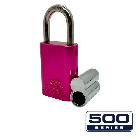 '500-SERIES&trade;'  40mm (ALB) PADLOCK *PINK* - S/STEEL SHKL.