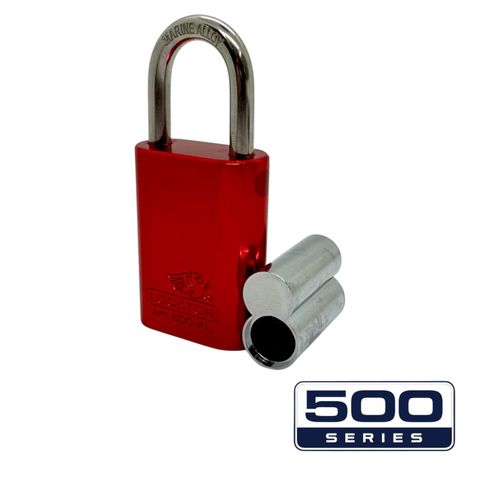 '500-SERIES&trade;'  40mm (ALB) PADLOCK *RED* - S/STEEL SHKL.