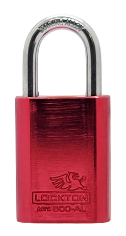 500 Series'  40mm (KD) PADLOCK 'AL13' *RED* - S/STEEL SHKL.