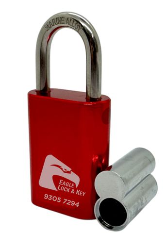 PADLOCK '500 AL13' 40mm (BOX OF 10) - Laser Engraved *RED* (ALB)