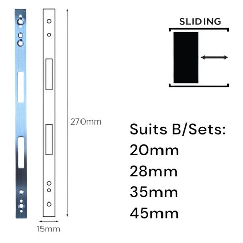 'E-Series' Optional FACE PLATE (270 x 15mm) - Suits ELEV36 Sliding