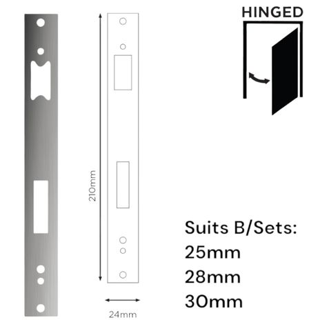 'E-Series' Optional FACE PLATE (210 x 24mm) - Suits *SHORT*  Backset (25,28,30mm)