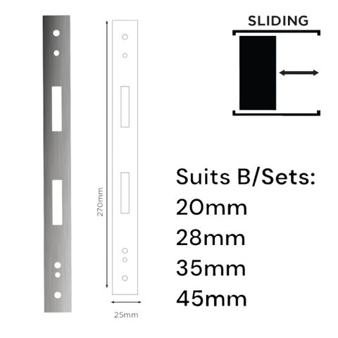 'E-Series' Optional FACE PLATE (270 x 25mm) - Suits ELEV36 Sliding