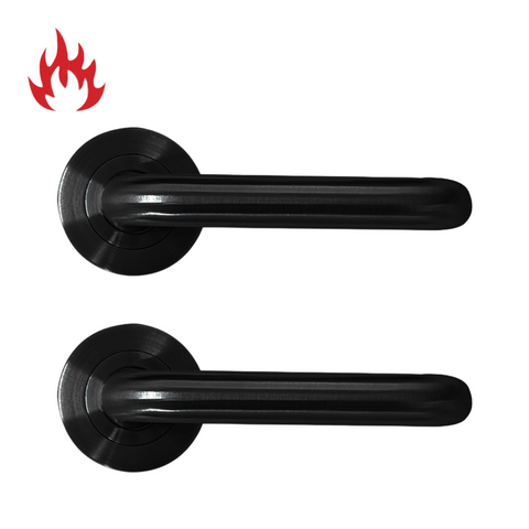 Round Rose PASSAGE FURNITURE SET (53mm Dia.) - Suits 60mm Mortice Locks - *Matte BLACK*