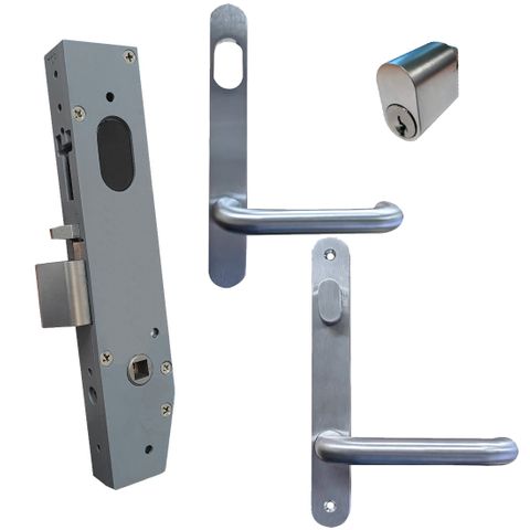 23mm Mortice Lock RND-KIT2 (ENTRANCE) - Inc. Lock, RND END Furniture & Cylinder