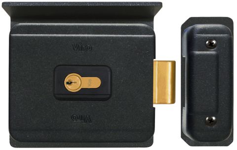 'V90' Electric GATE LOCK (Universal Handing) 70mm B/set - Horizontal - Latching Deadbolt *Black*