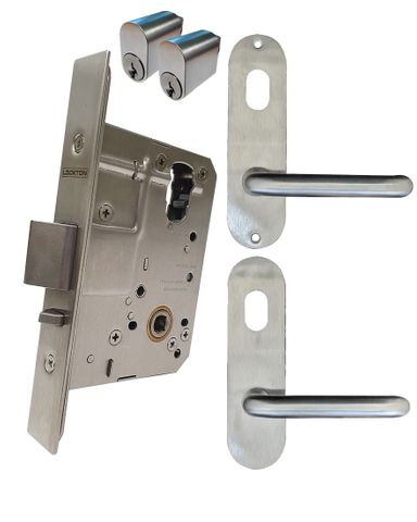 60mm Mortice Lock RND-KIT4 (DOUBLE CYL.) - Inc. Lock, RND END Furniture & Cyl.'s