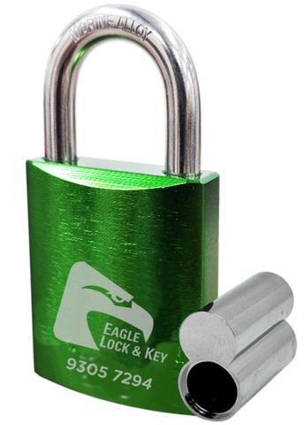 PADLOCK '500 AL13' 45mm (BOX OF 10) - Laser Engraved *GREEN* (ALB)