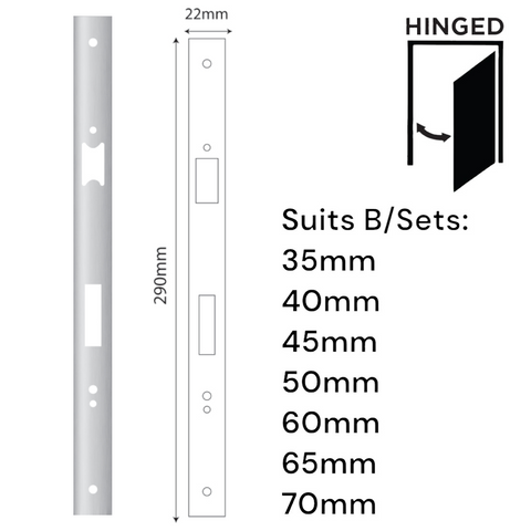 'E-Series' Optional FACE PLATE (290 x 22mm) - Suits *LONG* Backset (35mm - 70mm)