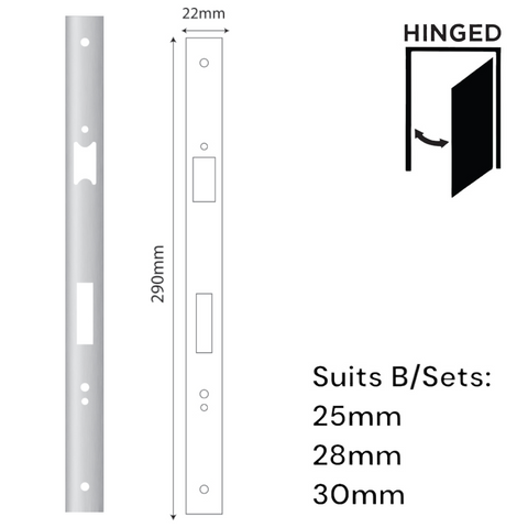 'E-Series' Optional FACE PLATE (290 x 22mm) - Suits *SHORT* Backset (25,28,30mm)