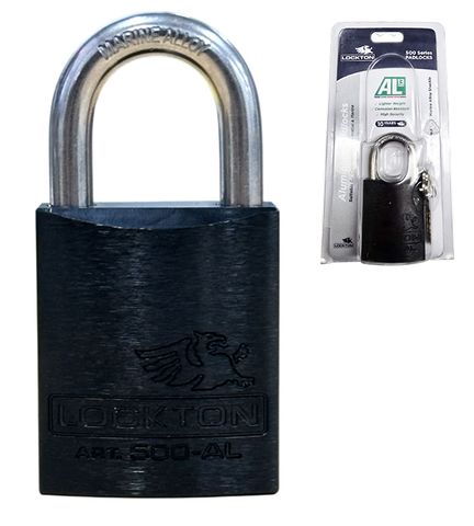 500 Series'  45mm (KD) PADLOCK HANG PACK 'AL13' *BLACK* - S/STEEL SHKL.