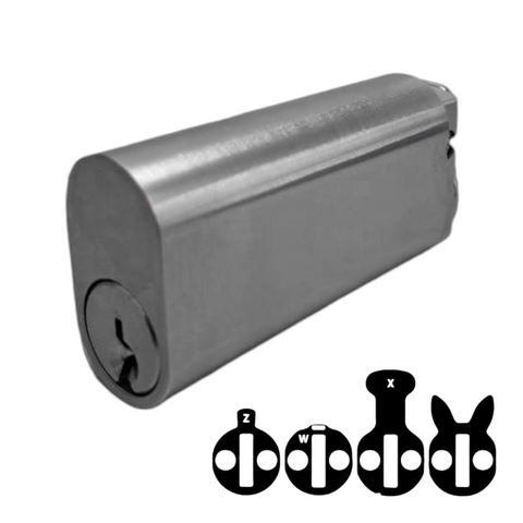 LOCK CYLINDER (570) OVAL (KA1) 62mm Extended *Satin Chrome*