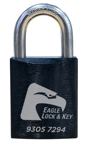 PADLOCK '500 AL13' 45mm (BOX OF 10) - Laser Engraved *BLACK* (KD)