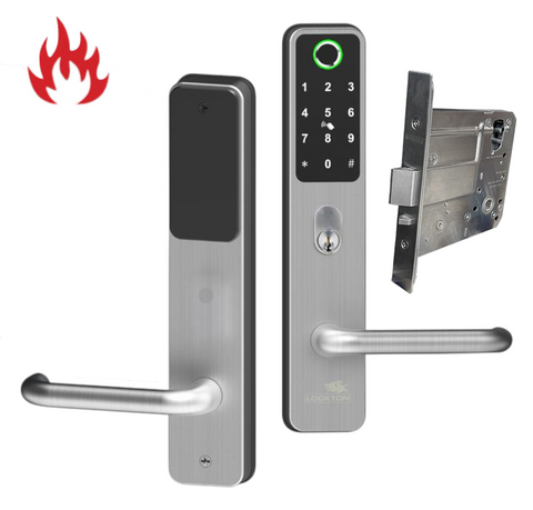 'E-Series' CADELL52 Commercial & Domestic Electronic Lever Lock KIT *Satin Stainless Steel* - Incl. 95mm Mortice Lock (Art. SG-ML95)
