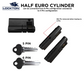 EXT. LOCK CYLINDER - (9555-5) HALF EURO FIXED (55mm)- 6-Pin * Matte Black * (KA)