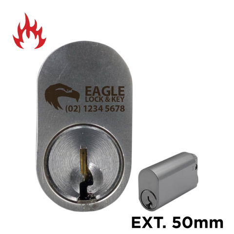 OVAL (570) CYL. 50mm Extend. (BOX OF 10) *Satin Chrome* - Laser Engraved