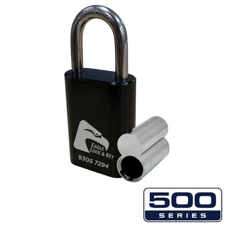 PADLOCK '500-SERIES&trade;' 40mm (BOX OF 10) - Laser Engraved *BLACK* (ALB)