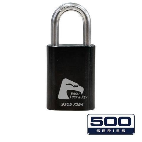 PADLOCK '500-SERIES&trade;' 40mm (BOX OF 10) - Laser Engraved *BLACK*