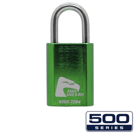 PADLOCK '500-SERIES&trade;' 40mm (BOX OF 10) - Laser Engraved *GREEN*