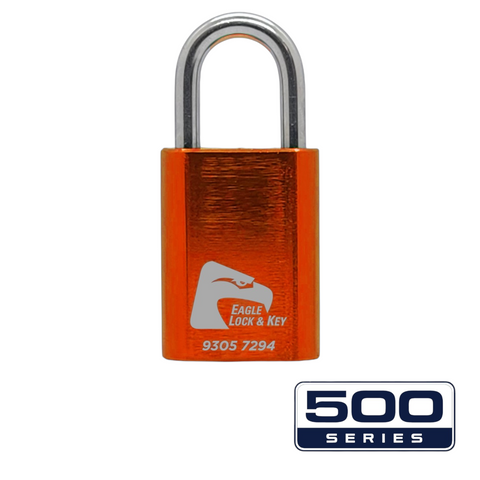 PADLOCK '500-SERIES&trade;' 40mm (BOX OF 10) - Laser Engraved *ORANGE*