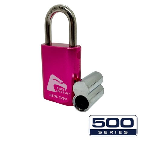 PADLOCK '500-SERIES&trade;' 40mm (BOX OF 10) - Laser Engraved *PINK* (ALB)