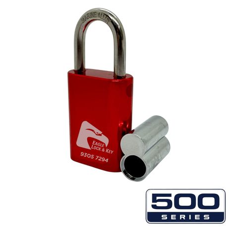 PADLOCK '500-SERIES&trade;' 40mm (BOX OF 10) - Laser Engraved *RED* (ALB)