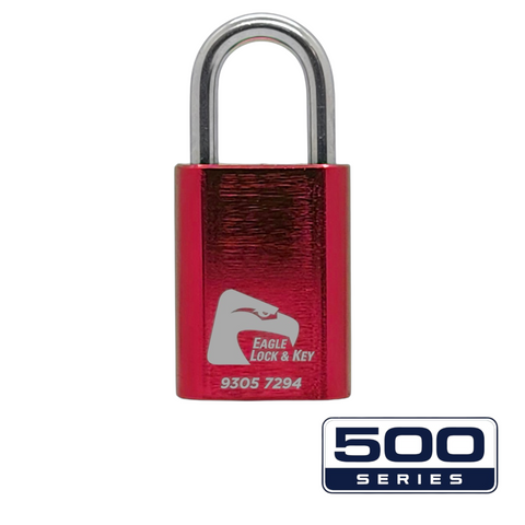 PADLOCK '500-SERIES&trade;' 40mm (BOX OF 10) - Laser Engraved *RED*