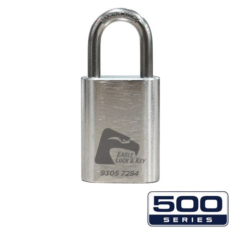 PADLOCK '500-SERIES&trade;' 40mm (BOX OF 10) - Laser Engraved *SILVER*