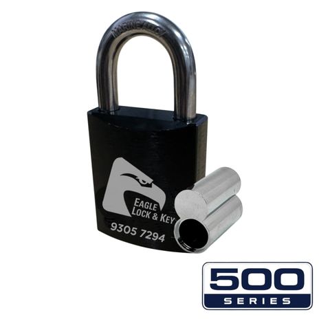 PADLOCK '500-SERIES&trade;' 45mm (BOX OF 10) - Laser Engraved *BLACK* (ALB)