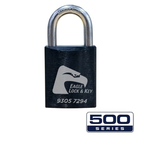 PADLOCK '500-SERIES&trade;' 45mm (BOX OF 10) - Laser Engraved *BLACK*