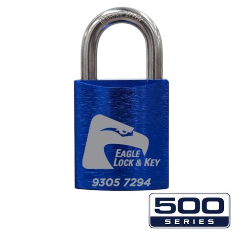 PADLOCK '500-SERIES&trade;' 45mm (BOX OF 10) - Laser Engraved *BLUE*