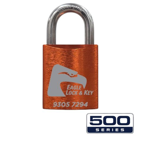 PADLOCK '500-SERIES&trade;' 45mm (BOX OF 10) - Laser Engraved *ORANGE*
