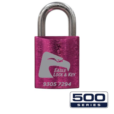 PADLOCK '500-SERIES&trade;' 45mm (BOX OF 10) - Laser Engraved *PINK*