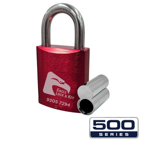 PADLOCK '500-SERIES&trade;' 45mm (BOX OF 10) - Laser Engraved *RED* (ALB)