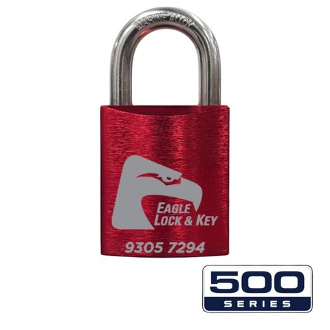 PADLOCK '500-SERIES&trade;' 45mm (BOX OF 10) - Laser Engraved *RED*