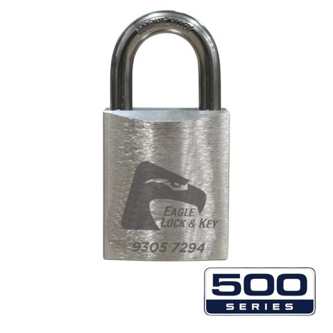 PADLOCK '500-SERIES&trade;' 45mm (BOX OF 10) - Laser Engraved *SILVER*