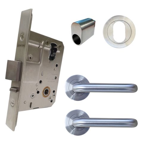 '60mm' Round Rose Mortice Lock KIT1 (CLASSROOM) - Inc. Lock, Furniture & Cylinder